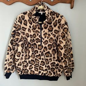Express One Eleven Cheetah Print Sherpa Fleece XS